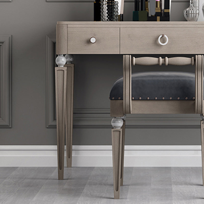 Two Piece Traditional Mirrored Vanity Set Solid Wood Dressing Table