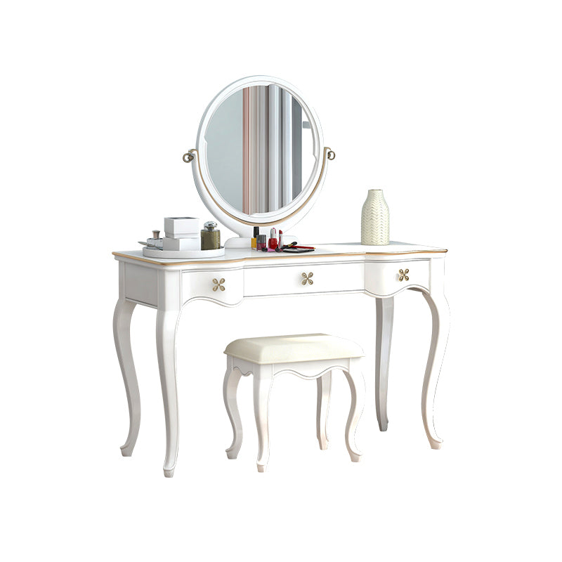 3 Storage Drawers & Mirror Vanity Set Victorian Wood Make-up Vanity