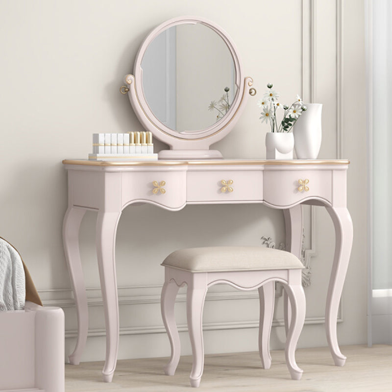 3 Storage Drawers & Mirror Vanity Set Victorian Wood Make-up Vanity