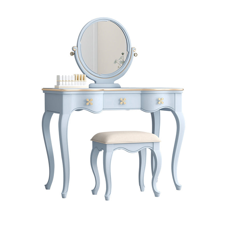 3 Storage Drawers & Mirror Vanity Set Victorian Wood Make-up Vanity