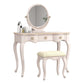 3 Storage Drawers & Mirror Vanity Set Victorian Wood Make-up Vanity