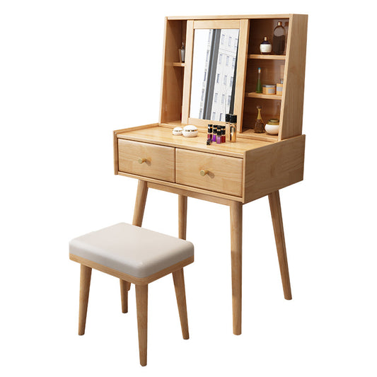 Tavolo da tavolo da vanità in legno nordico 2 cassetti tavolo da trucco a specchio