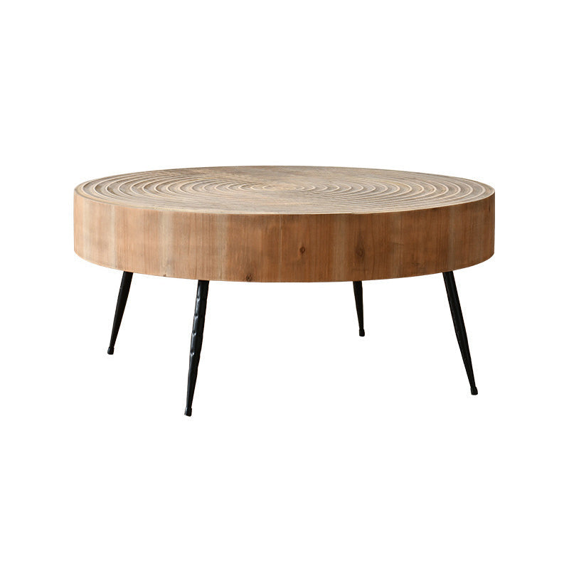 Iron 4 Legs Cocktail Table Scandinavian Round Wooden Coffee Table for Home Clearhalo 'Coffee & Accent Tables' 'Coffee Tables' 'coffee_tables' 'furn' 'furn_coffee_tables' 'Furniture' 'Living Room Furniture' 6118910