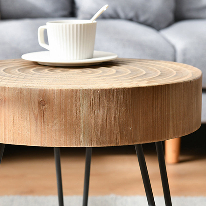 Iron 4 Legs Cocktail Table Scandinavian Round Wooden Coffee Table for Home Clearhalo 'Coffee & Accent Tables' 'Coffee Tables' 'coffee_tables' 'furn' 'furn_coffee_tables' 'Furniture' 'Living Room Furniture' 6118911