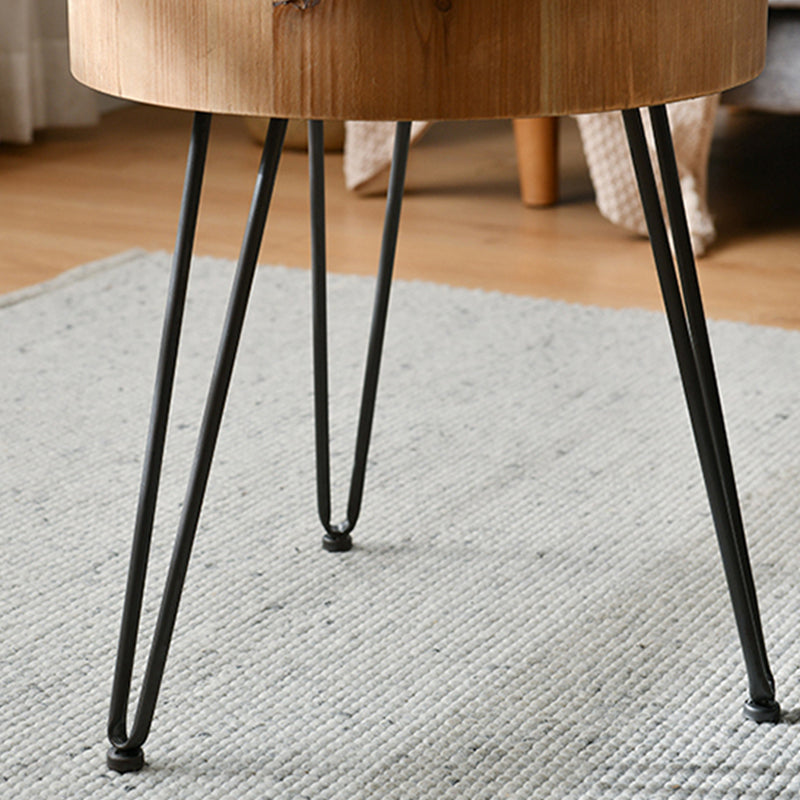 Iron 4 Legs Cocktail Table Scandinavian Round Wooden Coffee Table for Home Clearhalo 'Coffee & Accent Tables' 'Coffee Tables' 'coffee_tables' 'furn' 'furn_coffee_tables' 'Furniture' 'Living Room Furniture' 6118912