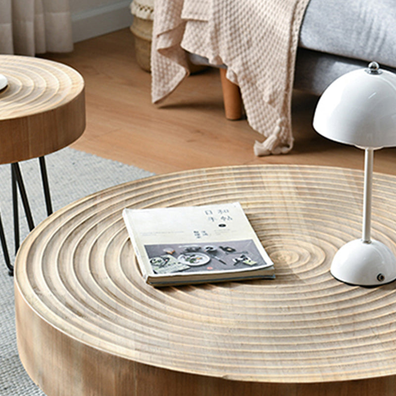 Iron 4 Legs Cocktail Table Scandinavian Round Wooden Coffee Table for Home Clearhalo 'Coffee & Accent Tables' 'Coffee Tables' 'coffee_tables' 'furn' 'furn_coffee_tables' 'Furniture' 'Living Room Furniture' 6118913
