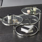 Extendable Coffee Table with Glass Round Top and Stainless Steel Base Clearhalo 'Coffee & Accent Tables' 'Coffee Tables' 'coffee_tables' 'furn' 'furn_coffee_tables' 'Furniture' 'Living Room Furniture' 6118921