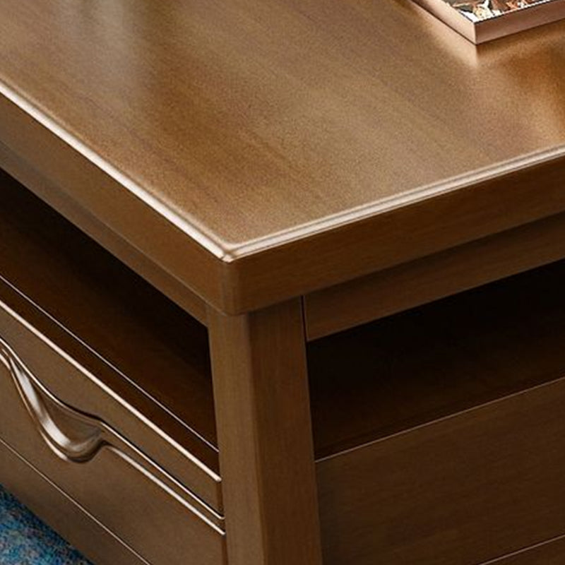 Contemporary with Storage Drawers Rectangular Solid Wood Single Coffee Table