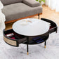 17.7" H Round Slate Coffee Table 4 Legs Cocktail Table with 2 Drawers Clearhalo 'Coffee & Accent Tables' 'Coffee Tables' 'coffee_tables' 'furn' 'furn_coffee_tables' 'Furniture' 'Living Room Furniture' 6118955