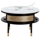 17.7" H Round Slate Coffee Table 4 Legs Cocktail Table with 2 Drawers Clearhalo 'Coffee & Accent Tables' 'Coffee Tables' 'coffee_tables' 'furn' 'furn_coffee_tables' 'Furniture' 'Living Room Furniture' 6118963