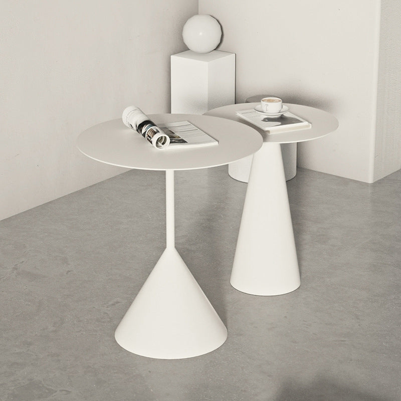 Mid-Century Modern Couchtisch mit Sockel aus Metall, runder Cocktailtisch