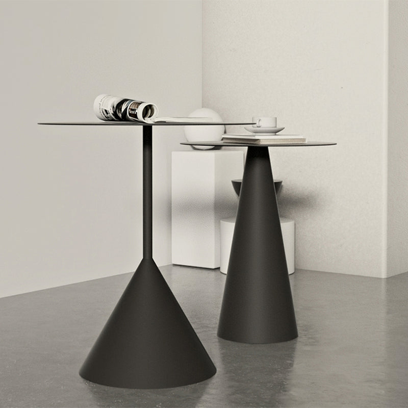 Mid-Century Modern Couchtisch mit Sockel aus Metall, runder Cocktailtisch