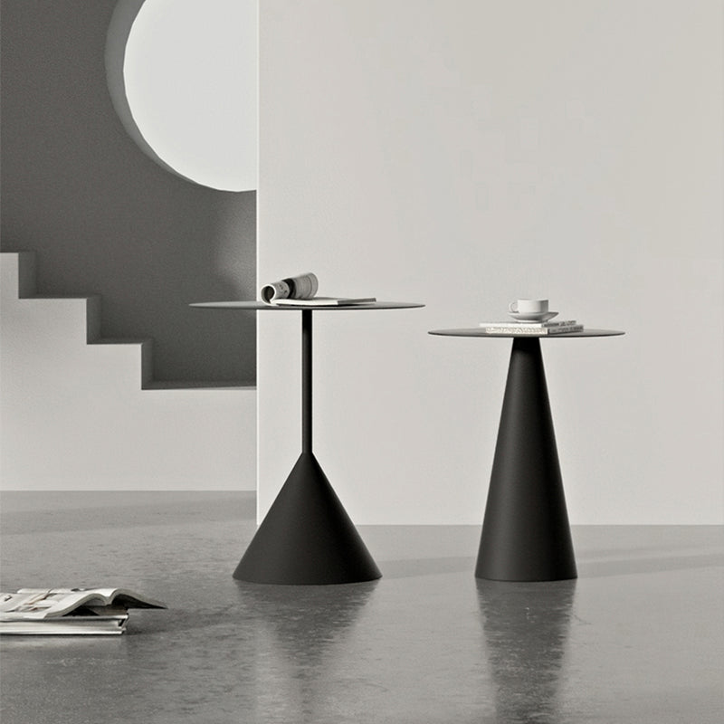 Mid-Century Modern Couchtisch mit Sockel aus Metall, runder Cocktailtisch