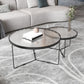 Contemporary Cross Legs Glass Round Metal Nesting Coffee Table Set Clearhalo 'Coffee & Accent Tables' 'Coffee Tables' 'coffee_tables' 'furn' 'furn_coffee_tables' 'Furniture' 'Living Room Furniture' 6119042