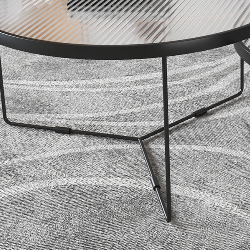 Contemporary Cross Legs Glass Round Metal Nesting Coffee Table Set Clearhalo 'Coffee & Accent Tables' 'Coffee Tables' 'coffee_tables' 'furn' 'furn_coffee_tables' 'Furniture' 'Living Room Furniture' 6119047
