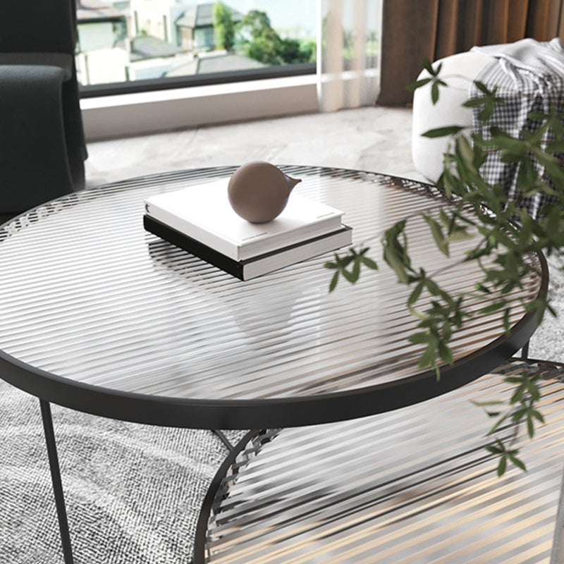 Contemporary Cross Legs Glass Round Metal Nesting Coffee Table Set Clearhalo 'Coffee & Accent Tables' 'Coffee Tables' 'coffee_tables' 'furn' 'furn_coffee_tables' 'Furniture' 'Living Room Furniture' 6119048