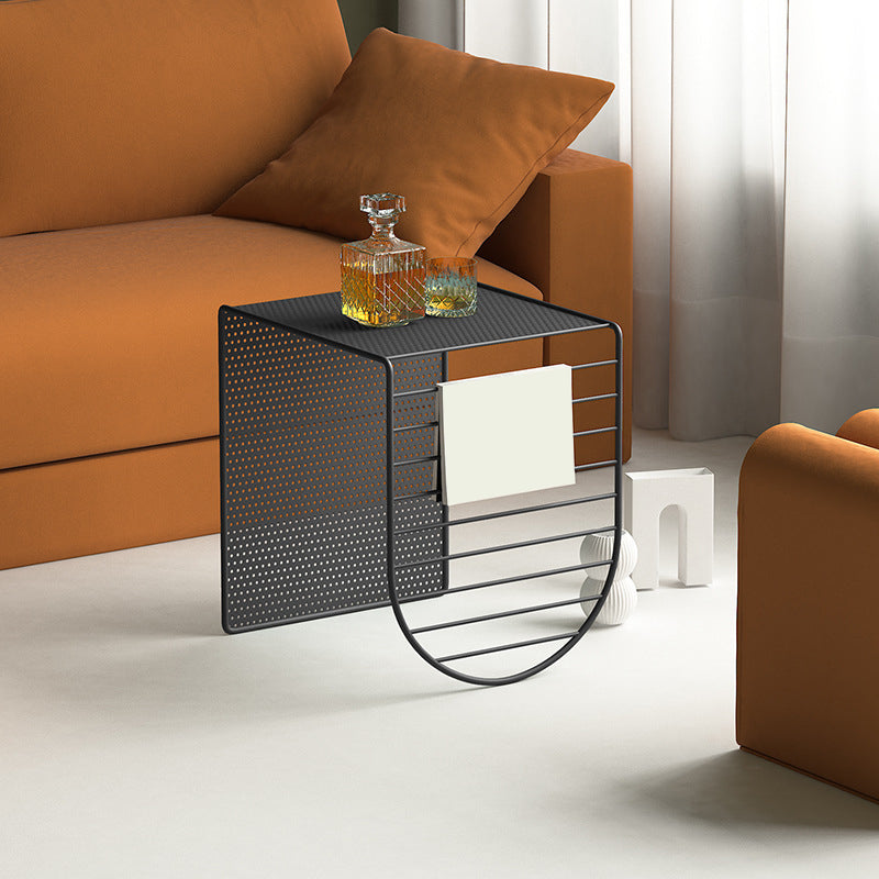 Mid-Century Modern Rectangle Coffee Table with Iron Base Coffee Cocktail Table 16"L x 18"W x 20"H Black Clearhalo 'Coffee & Accent Tables' 'Coffee Tables' 'coffee_tables' 'furn' 'furn_coffee_tables' 'Furniture' 'Living Room Furniture' 6119056
