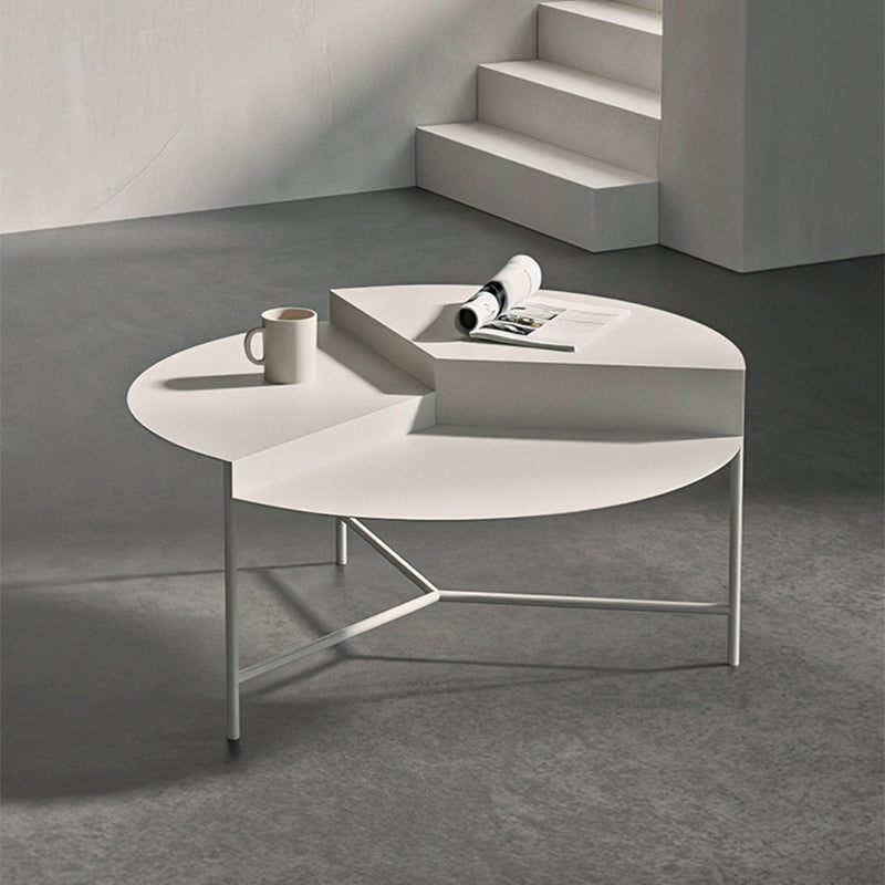 Iron Cocktail Table with 3 Metal Legs and Round Top,Mid-Century Modern White Clearhalo 'Coffee & Accent Tables' 'Coffee Tables' 'coffee_tables' 'furn' 'furn_coffee_tables' 'Furniture' 'Living Room Furniture' 6119078