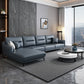 34.64 "H Blue Faux Leather Square Arm Sofa & Chaise for Living Room