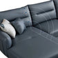 34.64 "H Blue Faux Leather Square Arm Sofa & Chaise for Living Room