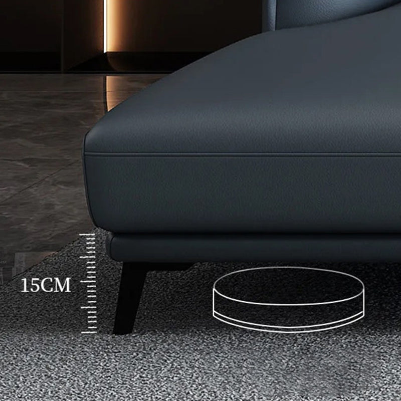 34.64 "H Blue Faux Leather Square Arm Sofa & Chaise for Living Room