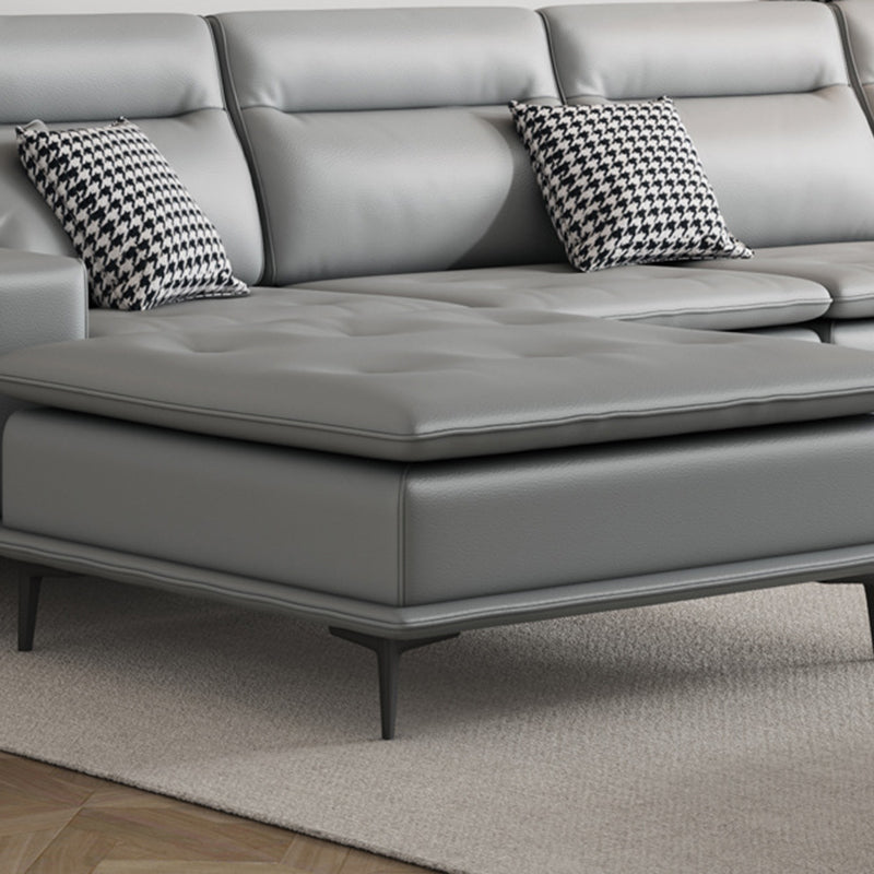 Scandinavian 32.28 " H Faux Leather Square Arm Sofa for Living Room Clearhalo 'furn' 'furn_sectionals' 'Furniture' 'Living Room Furniture' 'Sectionals' 6119128