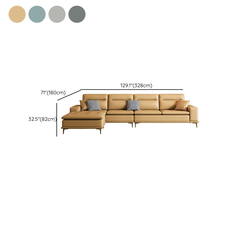 Scandinavian 32.28 " H Faux Leather Square Arm Sofa for Living Room Clearhalo 'furn' 'furn_sectionals' 'Furniture' 'Living Room Furniture' 'Sectionals' 6119131