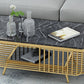 39.37" L Rectangle Slate Coffee Table Iron 4 Legs Cocktail Table with Shelf Clearhalo 'Coffee & Accent Tables' 'Coffee Tables' 'coffee_tables' 'furn' 'furn_coffee_tables' 'Furniture' 'Living Room Furniture' 6119137