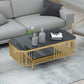 39.37" L Rectangle Slate Coffee Table Iron 4 Legs Cocktail Table with Shelf Gold Black Clearhalo 'Coffee & Accent Tables' 'Coffee Tables' 'coffee_tables' 'furn' 'furn_coffee_tables' 'Furniture' 'Living Room Furniture' 6119142