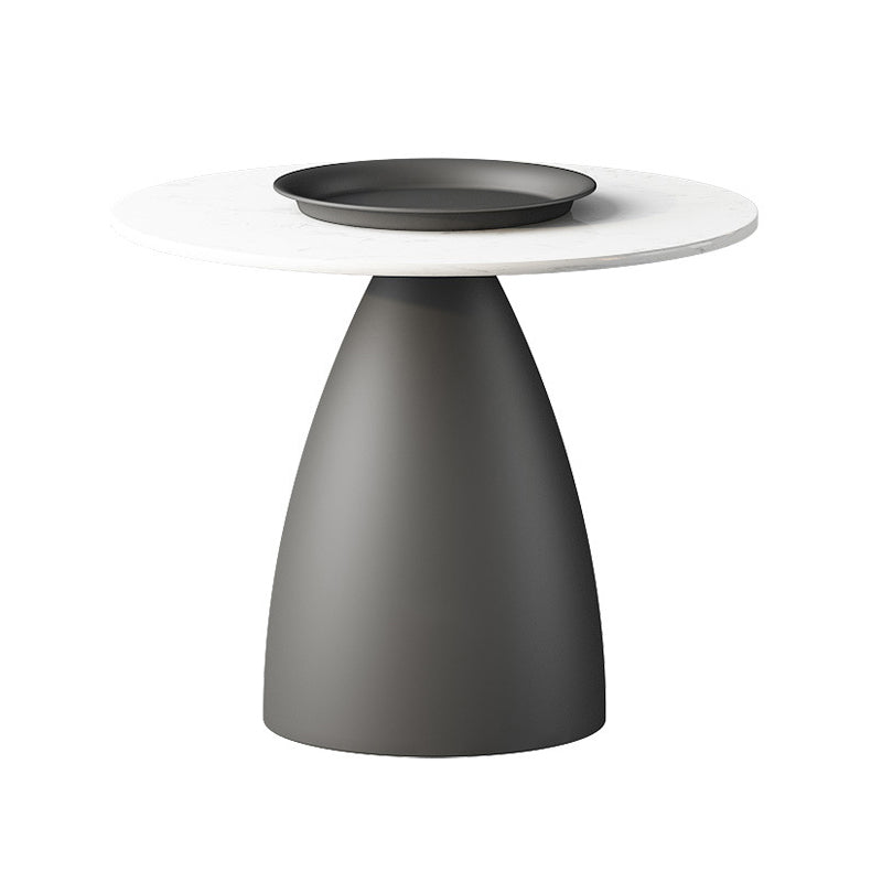 Mid-Century Modern Pedestal Metal Tray Top Round Single Coffee Table 24"L x 24"W x 18"H White-Black Clearhalo 'Coffee & Accent Tables' 'Coffee Tables' 'coffee_tables' 'furn' 'furn_coffee_tables' 'Furniture' 'Living Room Furniture' 6119145