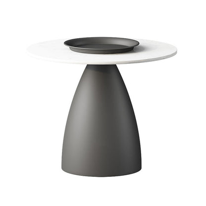 Mid-Century Modern Pedestal Metal Tray Top Round Single Coffee Table 24"L x 24"W x 18"H White-Black Clearhalo 'Coffee & Accent Tables' 'Coffee Tables' 'coffee_tables' 'furn' 'furn_coffee_tables' 'Furniture' 'Living Room Furniture' 6119145
