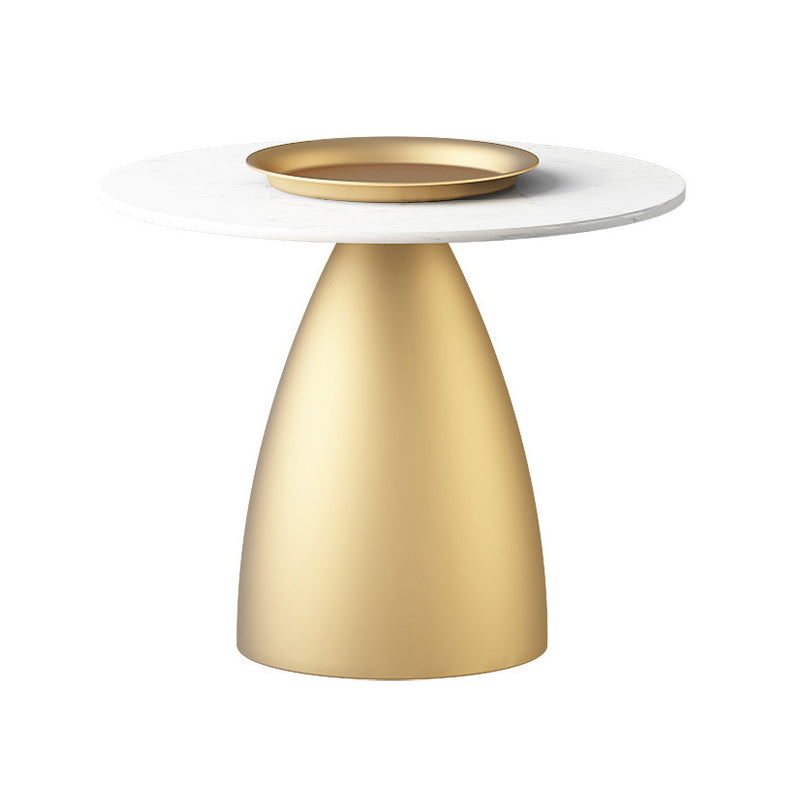 Mid-Century Modern Pedestal Metal Tray Top Round Single Coffee Table 24"L x 24"W x 18"H White-Gold Clearhalo 'Coffee & Accent Tables' 'Coffee Tables' 'coffee_tables' 'furn' 'furn_coffee_tables' 'Furniture' 'Living Room Furniture' 6119147