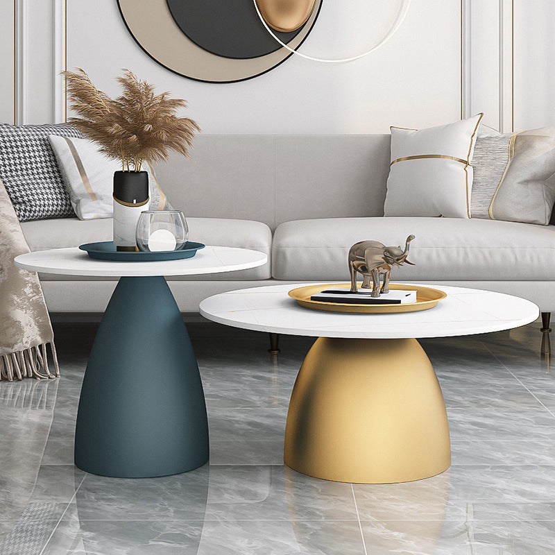 Mid-Century Modern Pedestal Metal Tray Top Round Single Coffee Table Clearhalo 'Coffee & Accent Tables' 'Coffee Tables' 'coffee_tables' 'furn' 'furn_coffee_tables' 'Furniture' 'Living Room Furniture' 6119148