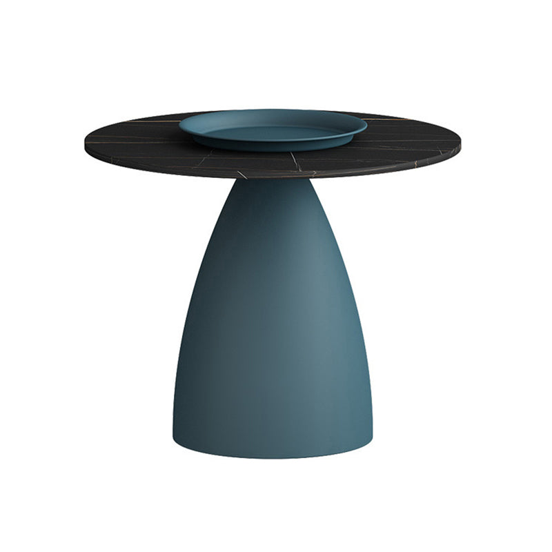 Mid-Century Modern Pedestal Metal Tray Top Round Single Coffee Table 24"L x 24"W x 18"H Black-Blue Clearhalo 'Coffee & Accent Tables' 'Coffee Tables' 'coffee_tables' 'furn' 'furn_coffee_tables' 'Furniture' 'Living Room Furniture' 6119152