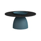 Mid-Century Modern Pedestal Metal Tray Top Round Single Coffee Table 31.5"L x 31.5"W x 16"H Black-Blue Clearhalo 'Coffee & Accent Tables' 'Coffee Tables' 'coffee_tables' 'furn' 'furn_coffee_tables' 'Furniture' 'Living Room Furniture' 6119158