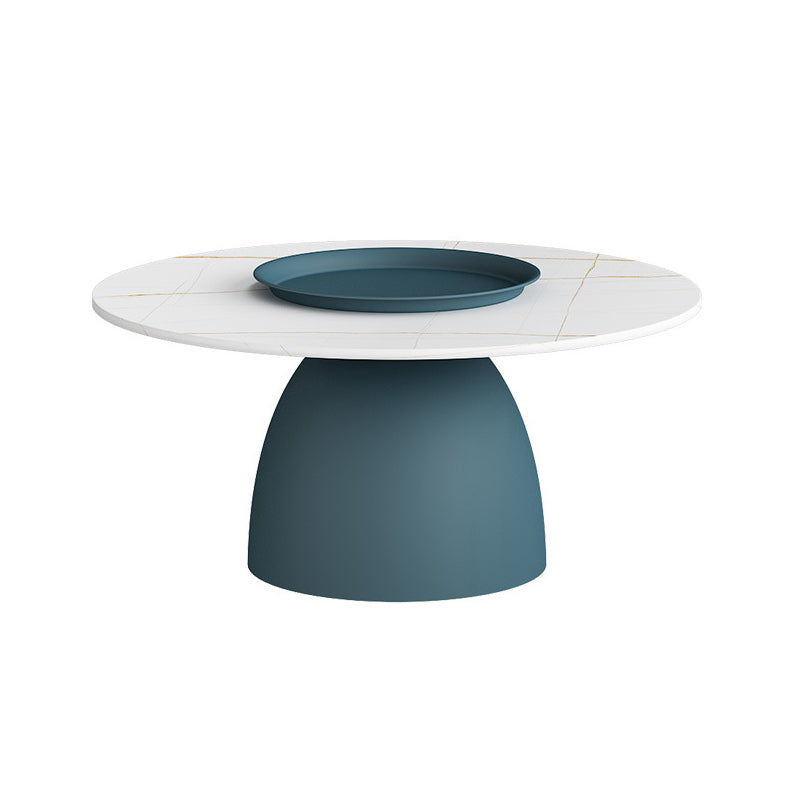 Mid-Century Modern Pedestal Metal Tray Top Round Single Coffee Table 31.5"L x 31.5"W x 16"H White-Blue Clearhalo 'Coffee & Accent Tables' 'Coffee Tables' 'coffee_tables' 'furn' 'furn_coffee_tables' 'Furniture' 'Living Room Furniture' 6119160