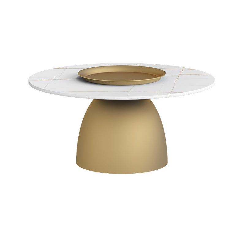 Mid-Century Modern Pedestal Metal Tray Top Round Single Coffee Table 31.5"L x 31.5"W x 16"H White-Gold Clearhalo 'Coffee & Accent Tables' 'Coffee Tables' 'coffee_tables' 'furn' 'furn_coffee_tables' 'Furniture' 'Living Room Furniture' 6119161