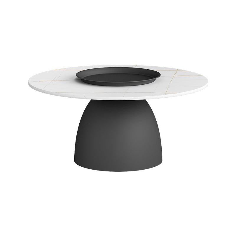 Mid-Century Modern Pedestal Metal Tray Top Round Single Coffee Table 31.5"L x 31.5"W x 16"H White-Black Clearhalo 'Coffee & Accent Tables' 'Coffee Tables' 'coffee_tables' 'furn' 'furn_coffee_tables' 'Furniture' 'Living Room Furniture' 6119163
