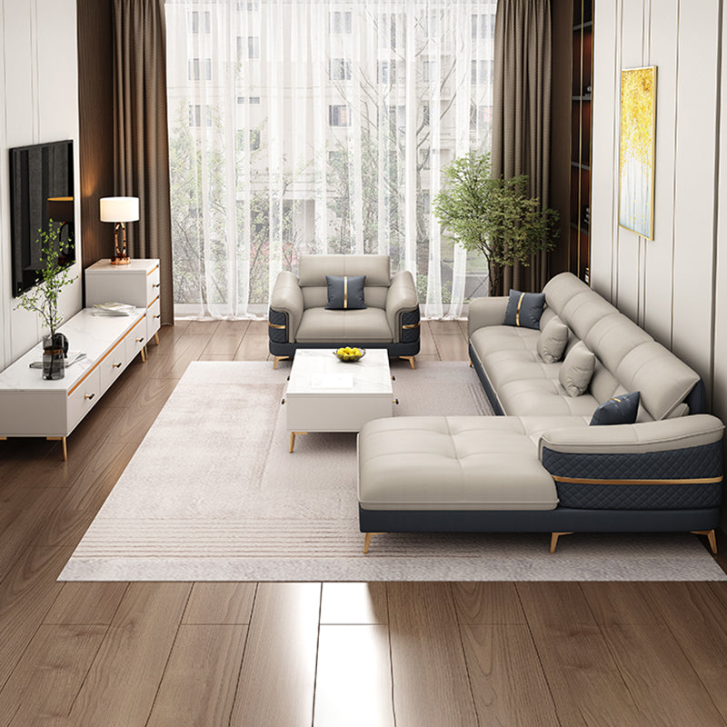 40.15 "H Faux Leather Flar La Vared Arm Sofa & Chaise for Living Room