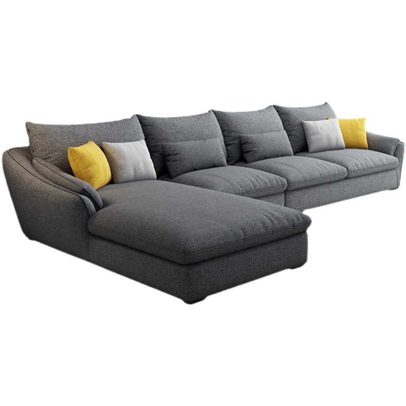 30.7 " H Grey Cotton Blend Flared Arm Sofa & Chaise for Living Room