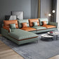 36.61 " H Faux Leather Pillow Top Arm Sofa & Chaise for Living Room Green Orange Clearhalo 'furn' 'furn_sectionals' 'Furniture' 'Living Room Furniture' 'Sectionals' 6119280
