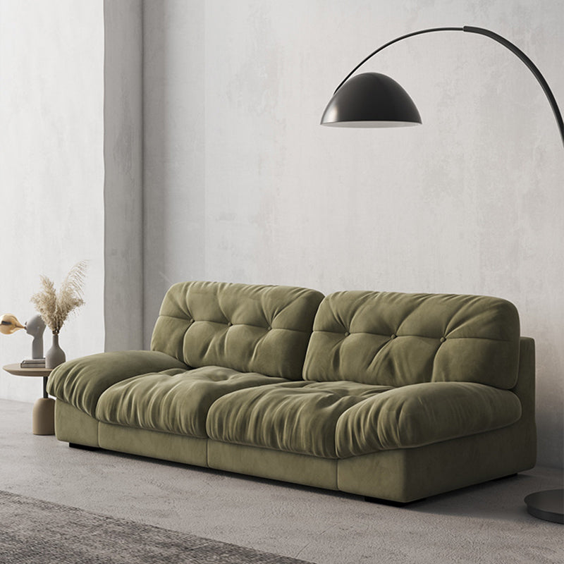 3/4-seater Modernism Suede Sofa 30.7" High Armless Sofa in Green