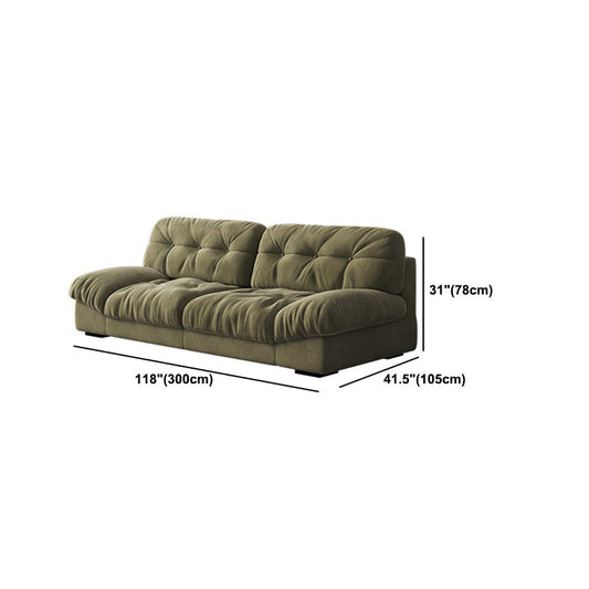3/4-Sitzer-Modernismus Wildleder-Sofa 30,7 "hoher Armloses Sofa in Grün