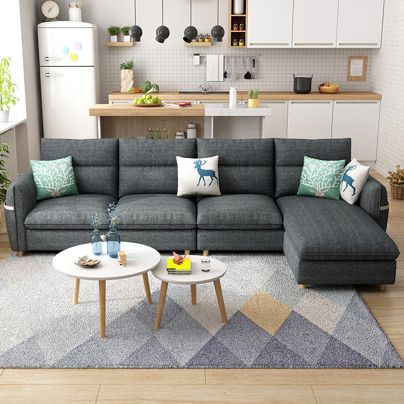 Modern 35.43 "di divano e chaise del braccio quadrato H con deposito per soggiorno