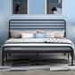 84.65 inch Wide Industial Bed Frame Metal Bed with Headboard Black Clearhalo 'Bedroom Furniture' 'Beds' 'furn' 'furn_beds' 'Furniture' 6119648