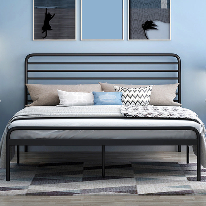 84.65 inch Wide Industial Bed Frame Metal Bed with Headboard Black Clearhalo 'Bedroom Furniture' 'Beds' 'furn' 'furn_beds' 'Furniture' 6119648