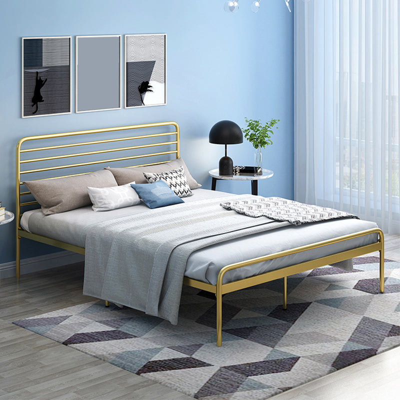 84.65 inch Wide Industial Bed Frame Metal Bed with Headboard Gold Clearhalo 'Bedroom Furniture' 'Beds' 'furn' 'furn_beds' 'Furniture' 6119653