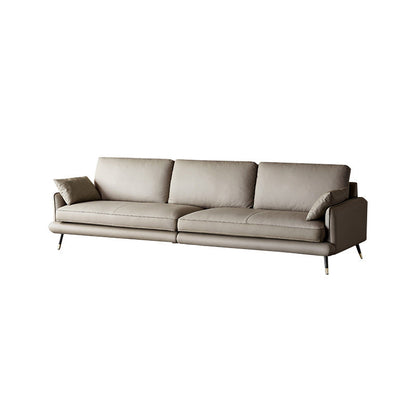 Modern Pillow Top Arm Sofa Faux/Genuine Leather Sofa in Gray