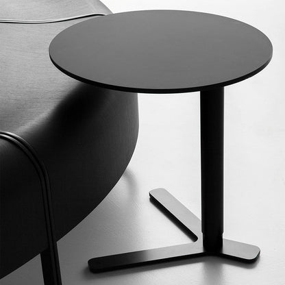 Mid-Century Modern Metal End Table Pedestal Round Sofa Side Table 15.7"L x 15.7"W x 23.6"H Black 1