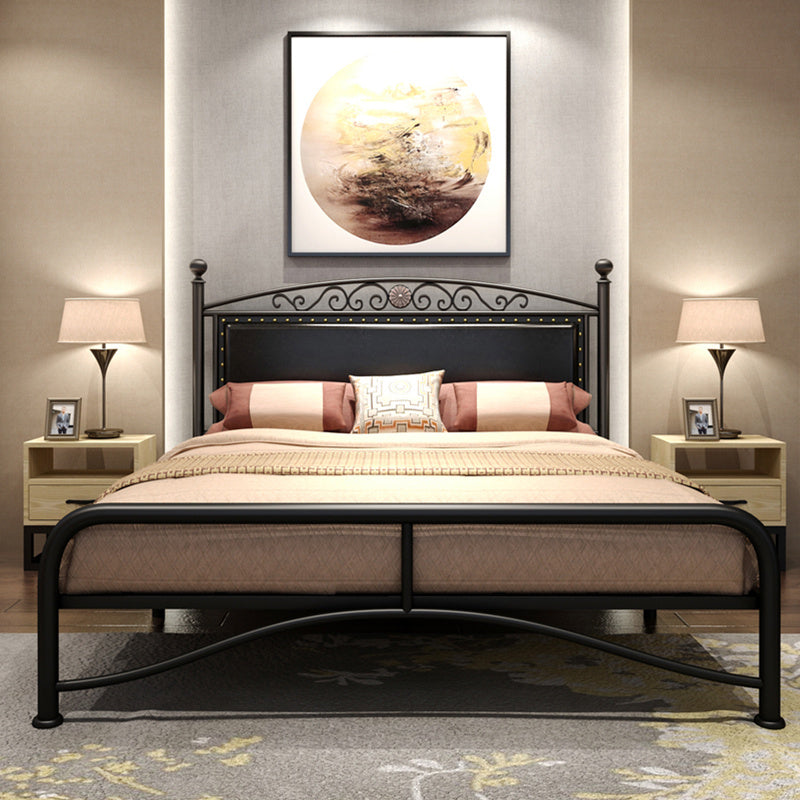 Modern Iron Arched Bed Upholstered Headboard Bed with Metal Legs